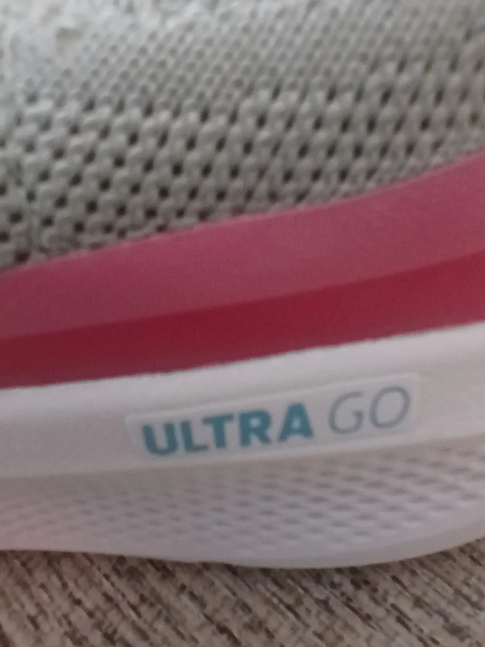 Skechers Pink/Gray Ultra GO Slip-On  Casual Walking Running Sneaker. Size 7.5